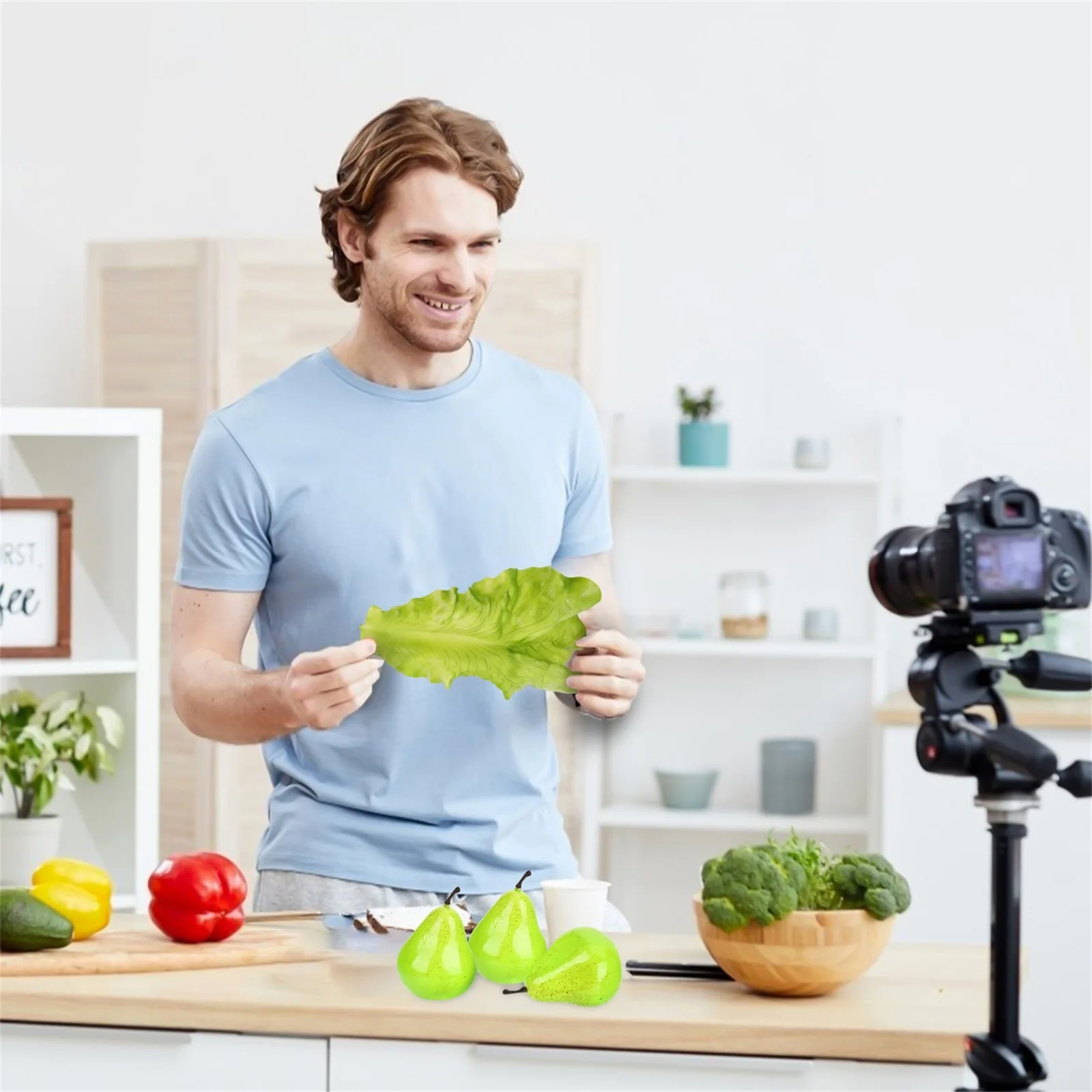 

10Pcs Artificial Fruit Pear Green Realistic Faux Pears Decoration Party Table Centerpieces Photography Props Kitchen Dining Room