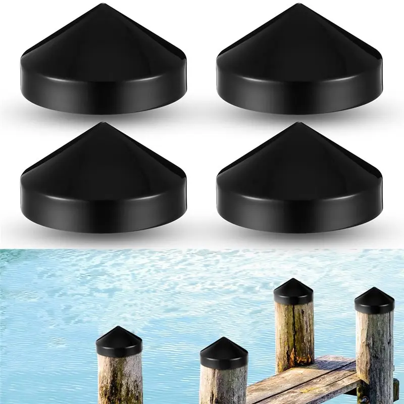Protective Dock Post Caps 4Pcs Marine Dock Piling Cap Piling Cone 9 X 9 X 4.92 Inch Coned Boat Pylon Edge Pole Caps-A74F
