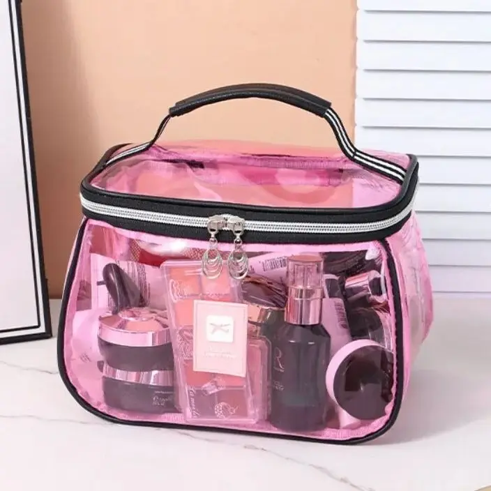 

New PVC Wash Bag Transparent Waterproof Cosmetic Bag Large Capacity Handheld Makeup Storage Bag Women