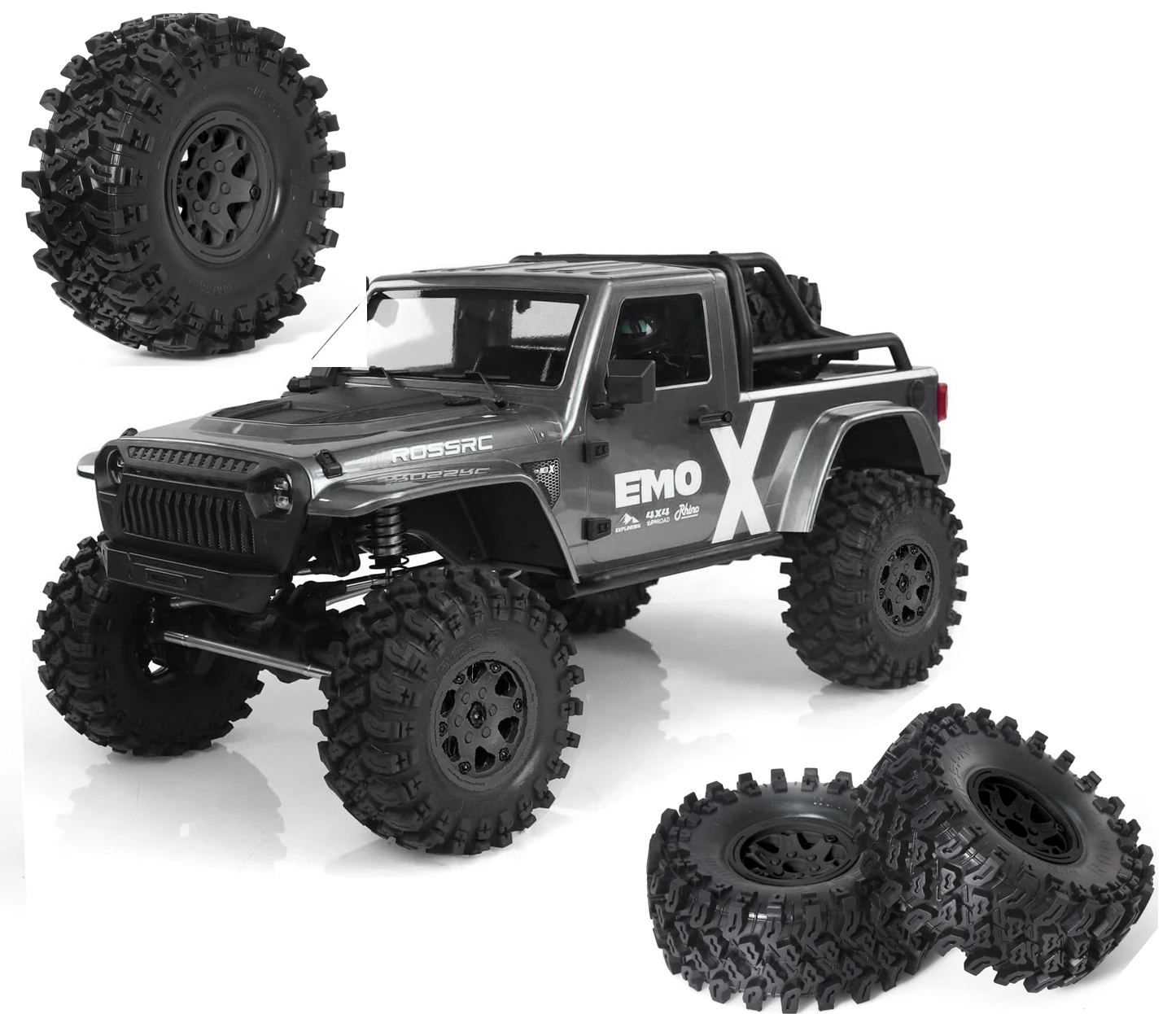 2.2 ビードロック ホイールとタイヤ セット (4 個) プラスチック ホイール オール タイヤ タイヤ。1/10 クローラー車軸 SCX10 90047 D90 TF2 CC01 TRX4 用