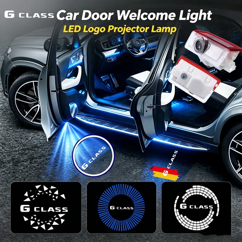 2PCS LED Car Door Welcome Courtesy Ghost Shadow Emblem Projector Lamps For Mercedes Benz G Class G350 G500 2019‑2020 Accessories