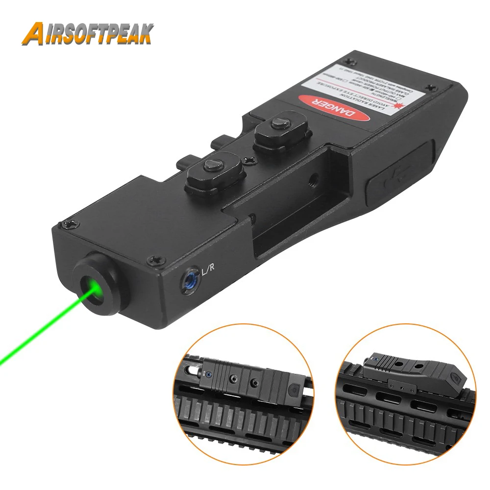 Tactical Green Laser Sight Scope For M-Lok 20mm Picatinny Rail Mount Ultra-low Profile Airsoft Shooting Rifle Laser Sight