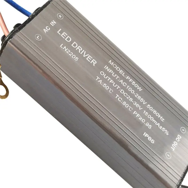 New!!Aluminum Isolated Power Supply 50W LED Driver Lamp Transformer 1500Ma AC85-265V To DC26-36V Waterproof