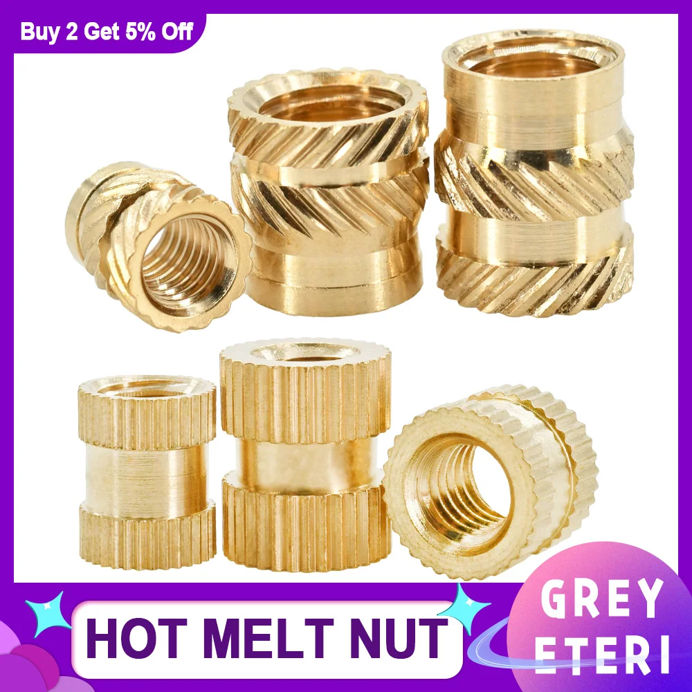 M2 M2.5 M3 M4 M5 M6 Brass Hot Insert Nut Melting Heat Copper Nuts Inserts 3D Printer Laptop Nutsert Embedded Injection Nuts