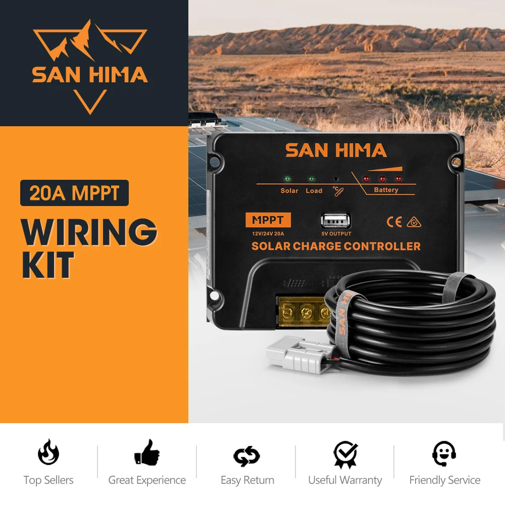 

Интеллектуальный контроллер заряда солнечной батареи MPPT 20 А: совместимость 12 В/24 В, высокая эффективность с комплектом проводки MPPT 20 А