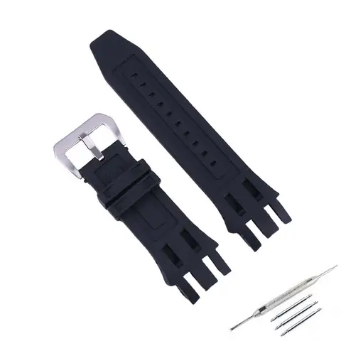 26mm Men's rubber watch strap accessories for Invicta Pro Diver Black silicone waterproof sports wristband bracelet pin buckle