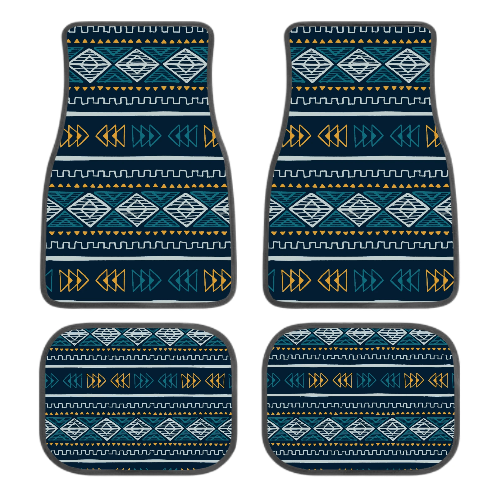 4pcs Boho Chic Tribal Car Floor Mats - All-Weather Non-Slip Fit Auto Carpets Suitable For Cars, Trucks,, SUVs - Floor Liners For