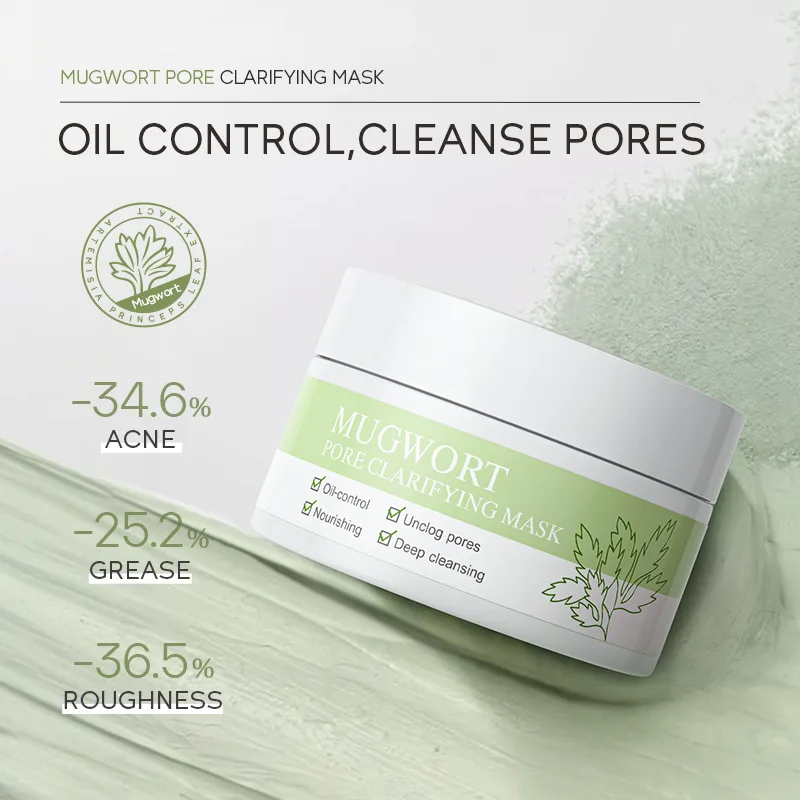 LAIKOU Mugwort Collagen Clarifying Mask Moisturizing Facial Masks Deep Cleaning Oil-Control Clay Mask Hydrating Face Skin Care