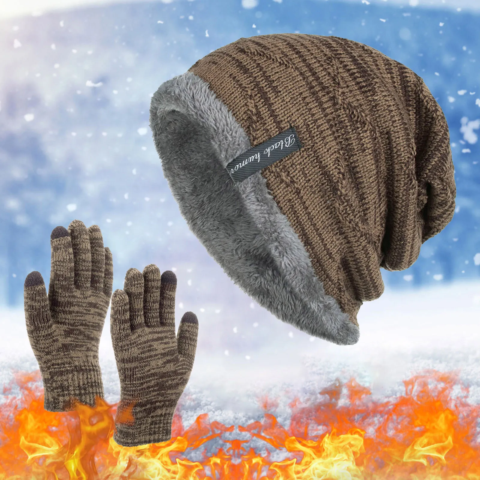 Chapéu de inverno para homens mulheres pulôver chapéu luvas terno mais veludo velo forrado crianças grosso quente gorro masculino chapéu de malha bonés