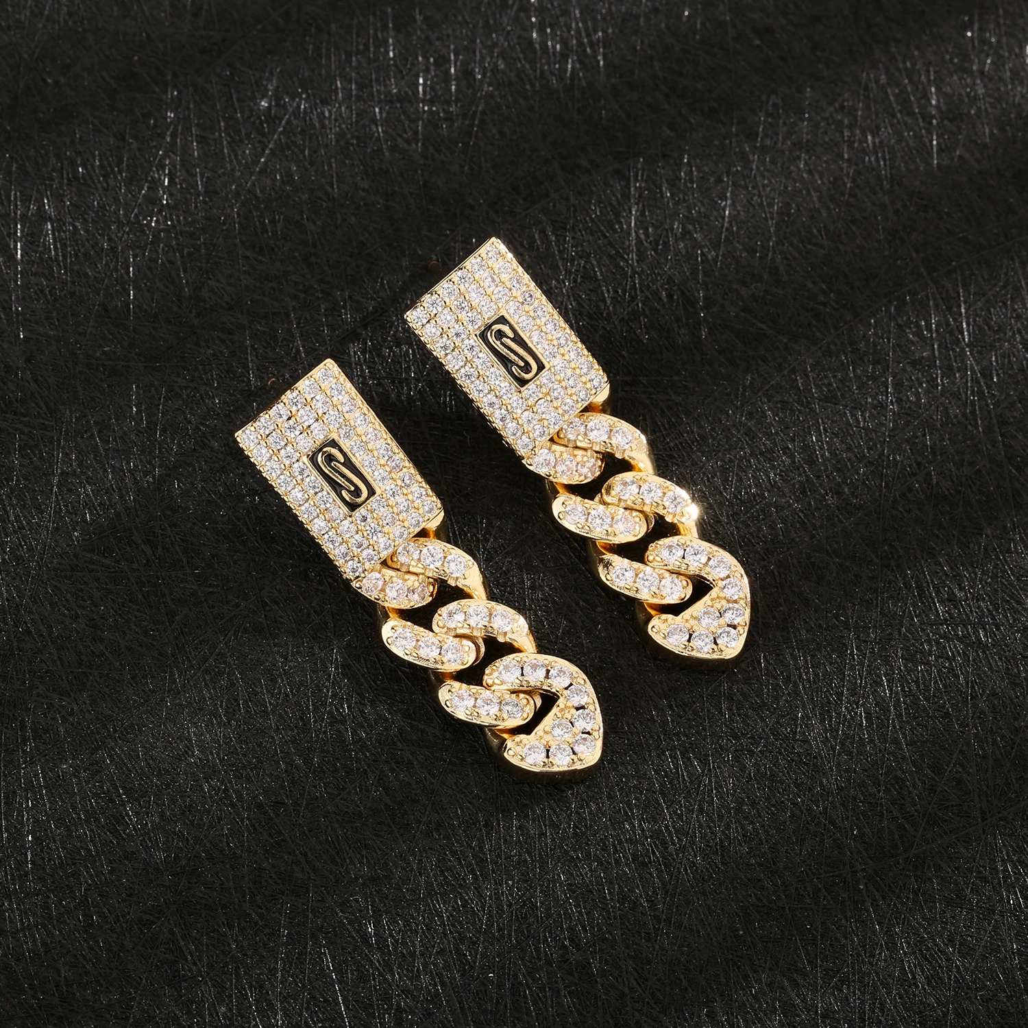 New Monaco earrings hip-hop Cuban earrings for women full diamond 14K gold-plated jewelry fashion exquisite accessories gift image 4