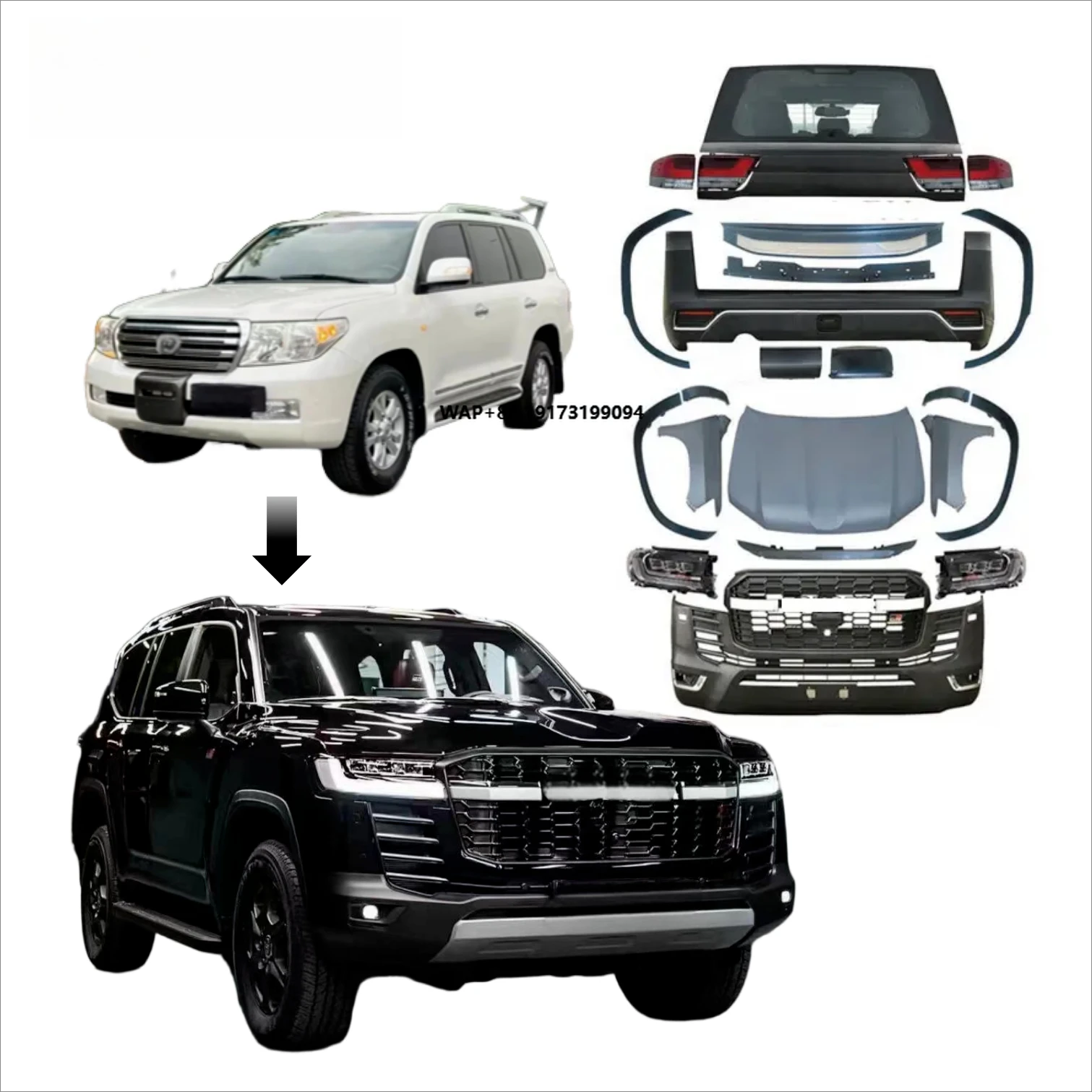 New Arrival LC300 GR Sport 2025 Style Side Step Side Mirror Bumper Parts Bodykit Upgrade for 2008-2020 for Land Cruiser Lc200