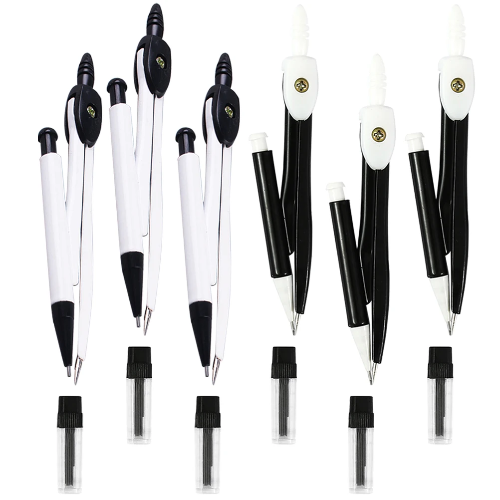 

6 Sets Metal Compass for Geometry Drawing Drafting Tools Circle Tool Precision Portable School Supplies Students Teachers