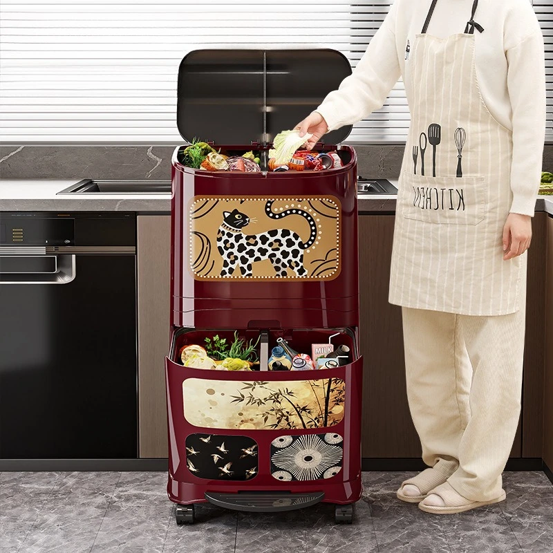 

Bend-free Dry Waste Bins Multi-functional Household Large-capacity Portable Waste Bins Dry-wet Separation Home Spazzatura JTW