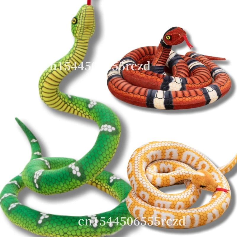 Simulated Python Plush Doll Lifelike Yellow Red Green Snake Plush Doll Decorated Bedroom Sofa For Boys And Girls Birthday Gifts