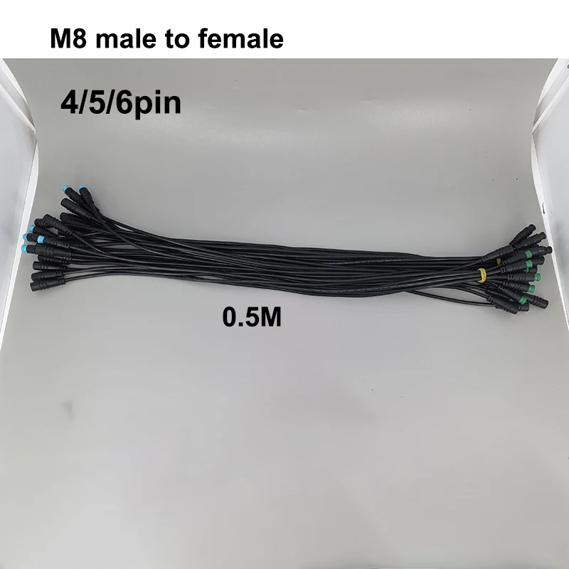 50cm M8 9mm 4 5 6 Pin Connector cable Female to Male Extension Plug Ebike Brake Display senser IP67 waterproof Electric Bicycle
