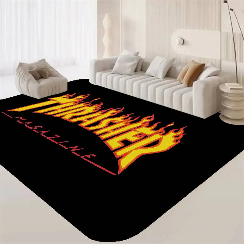 Logo T-ThrasherS Bodenmatte Rechteckig Rutschfest Weiche Badematte für Zuhause Eingangsmatte Innen- und Außenbereich Willkommens-Fußmatte