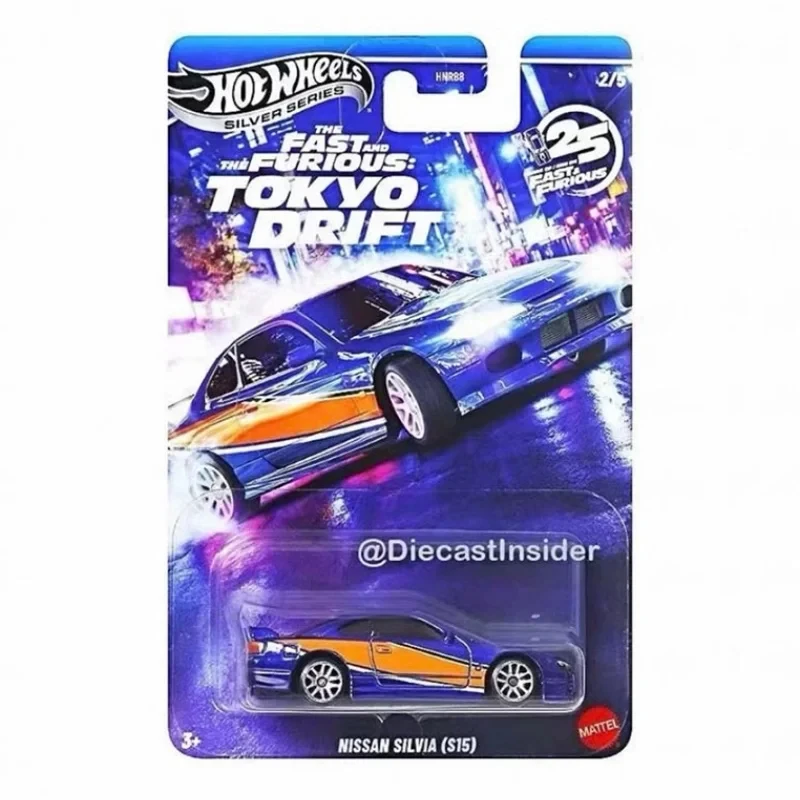 Hot Wheels Fast & Furious M HNR88 Silver Series Tokyo Drift Set Nissan Chevrolet 1/64 Scale Die-Cast Cars Model Collection Gifts