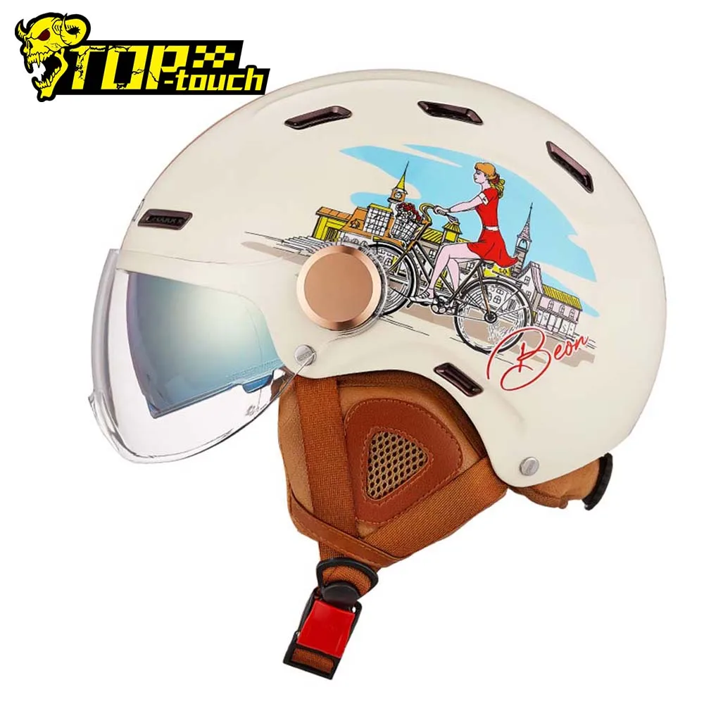 

New Riding Helmet Motorcycle Casco Moto Capacete De Moto Casque MotoVintage Retro With Inner Sun Visor Protection Half Hlemet