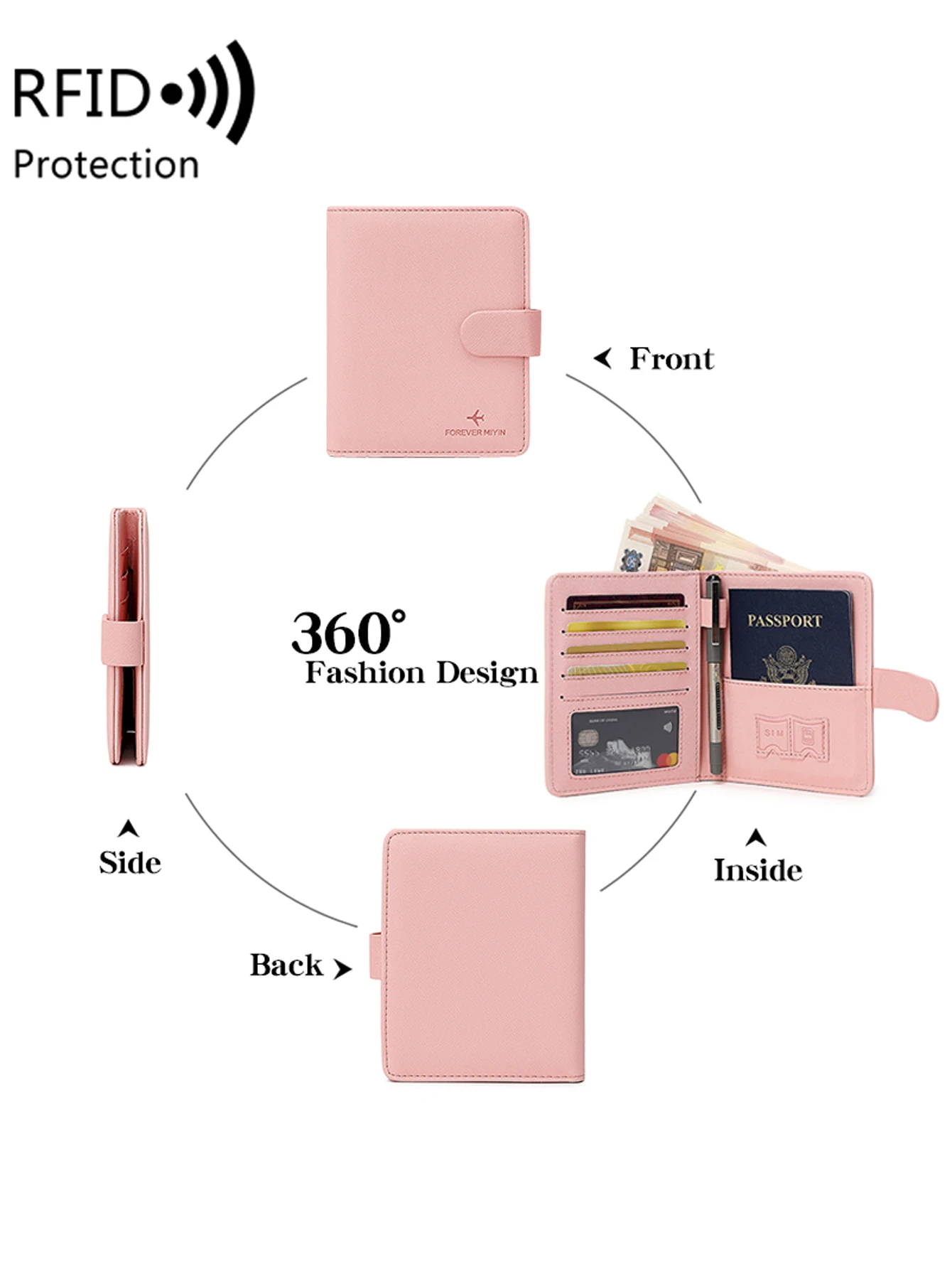 Multi functional RFID shielded passport holder PU leather ID card bank card passport bag wallet travel accessories unisex