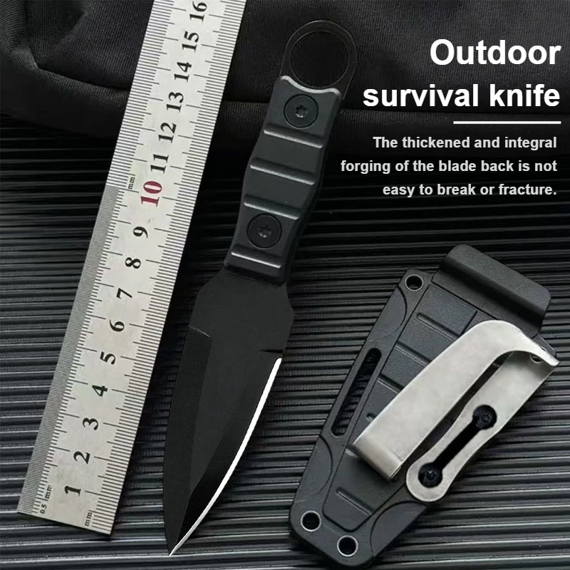 

Портативный нож для выживания для кемпинга, многофункциональный уличный нож, тактический нож, полностью стальное кольцо высокой твердости, маленький прямой нож