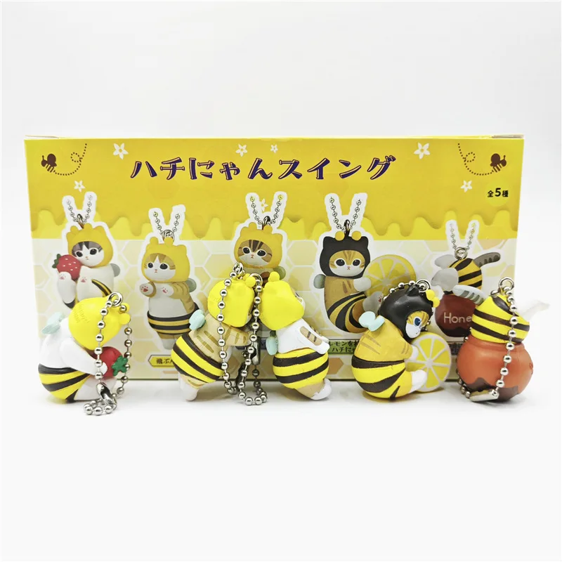 Mofusand سحب النحل لطيف القط شخصية كرتونية الديكور دمية لطيفة اليدوية نموذج لعبة الزخرفية صبي فتاة هدية عيد ميلاد