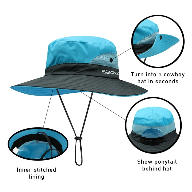 Sun Hats for Men Outdoor Fishing Cap Wide Brim Anti-UV Protection Women Bucket Hat Summer Hiking Fisherman Caps