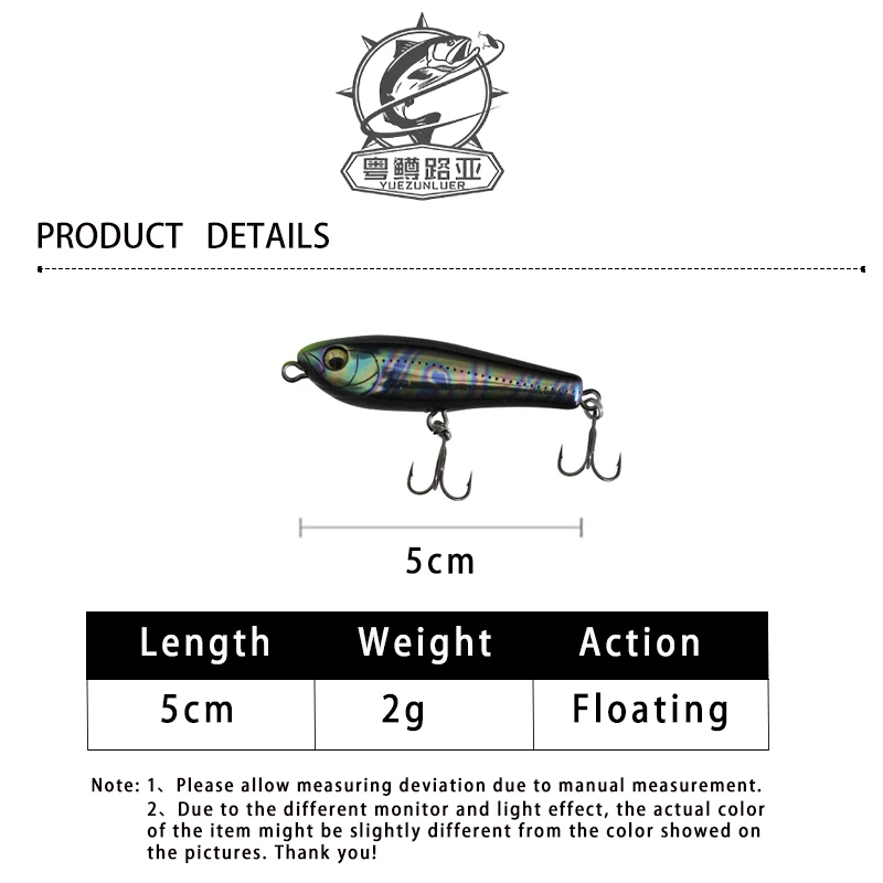 1Pcs Schwimm Mini Bleistift 45mm 2g Topwater Angeln Locken Wobbler Künstliche Kunststoff Harten Köder Für Barsch Hecht forelle Bass Tackle – Detail 2