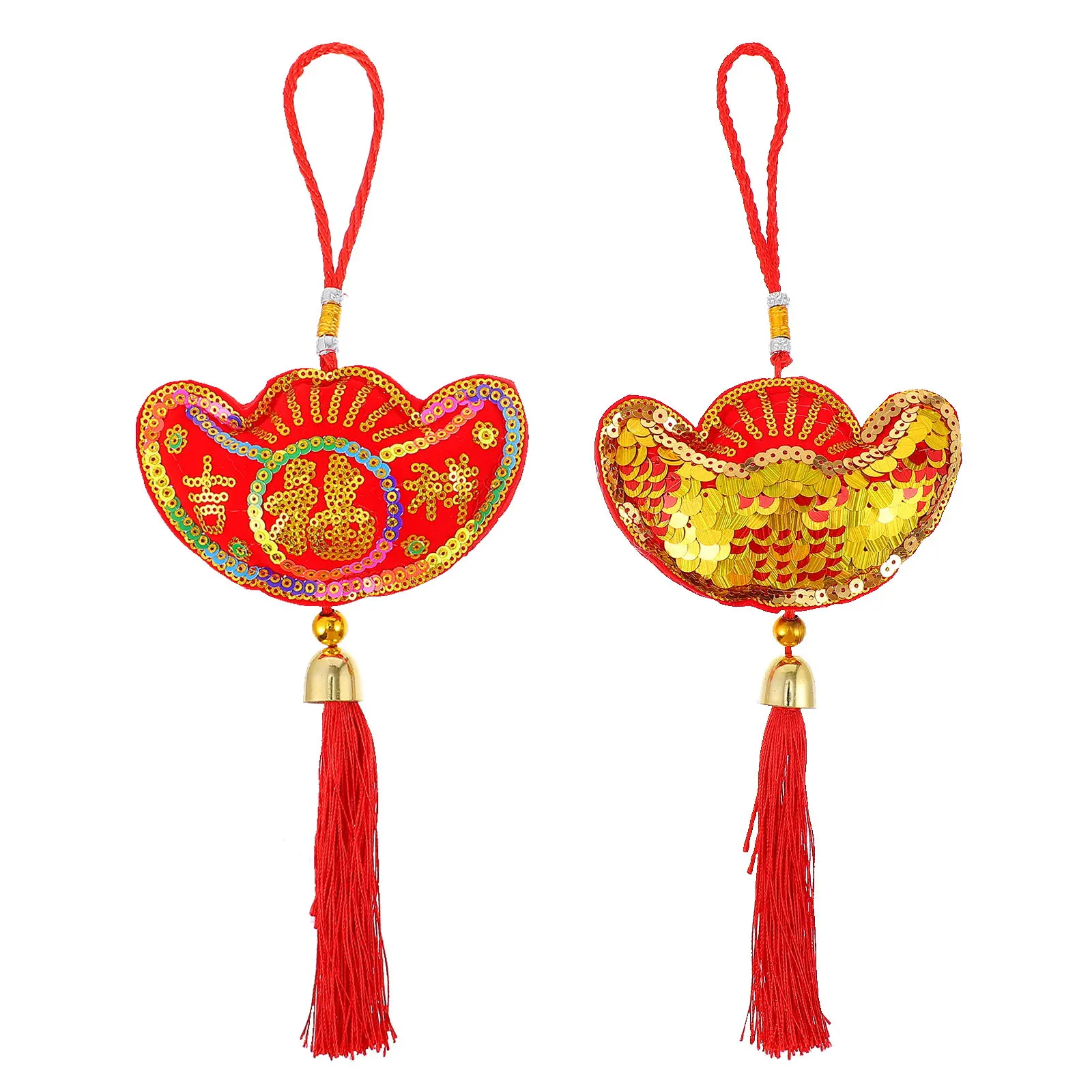 2Pcs Chinese New Year Tassel Hanging Pendants Traditional Spring Festival Decorative Ornaments Front Door Wall Hanging Blessing
