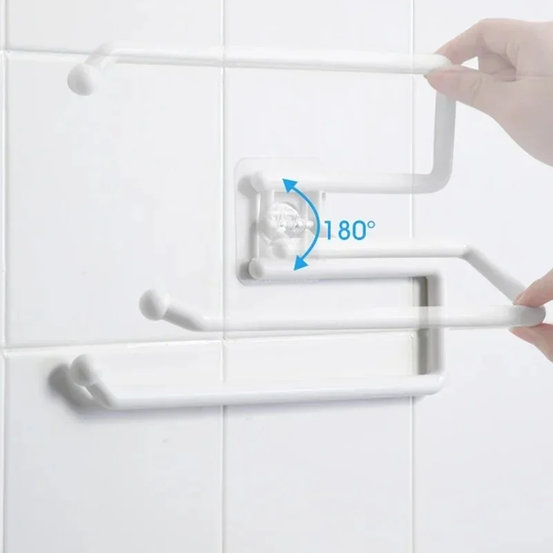 1-3pcs Kitchen Paper Roll Holder Bathroom Toilet Pape Storage Rack Towel Rack Cabinet Rag Holder Self-adhesive Kitchen Hook