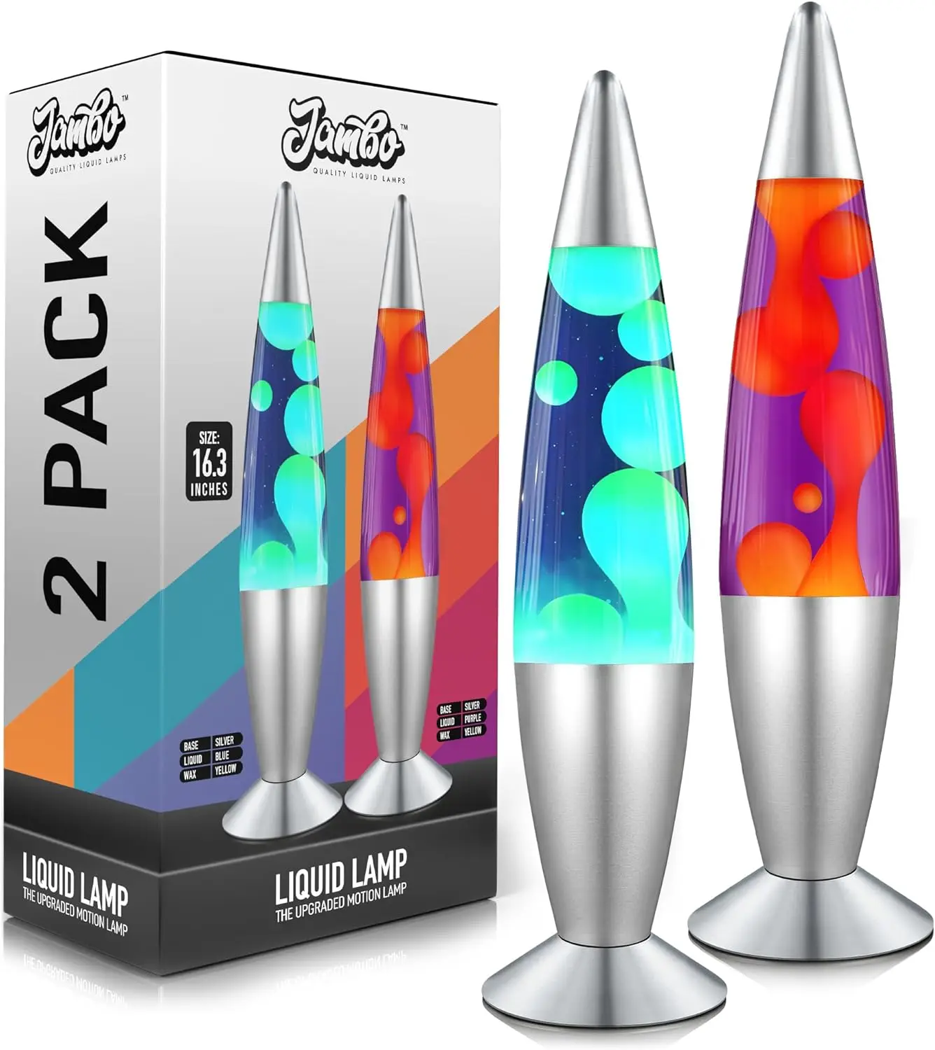 

2-Pack 16" Liquid Motion Lamps with Colorful Wax, Relaxing Night Light for Rooms