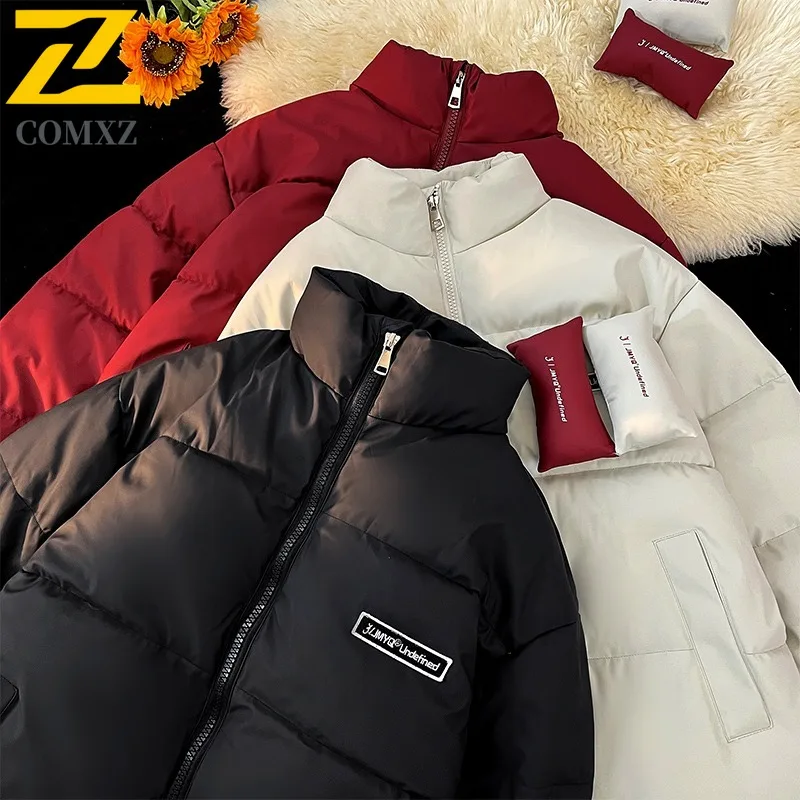 COMXZ Men Padded Jacket Windproof Cold Proof Snow Ski Fashion Classic Cotton Padded Jacket Stand Collar Lightweight Bread Jacket
