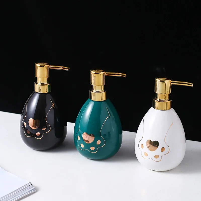 Matte black/white/green gold marble pattern bathroom hand soap dispenser ceramic lotion bottle soap dish Bathroom supplies