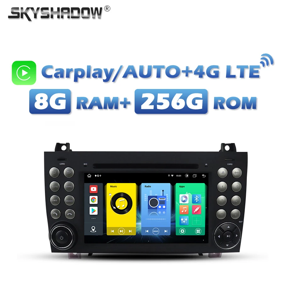 DSP IPS Carplay Android 13.0 8G+256G 4G SIM Car DVD Player Radio GPS Map Bluetooth For Benz R171 SLK200 280 300 350 55 2004-2012