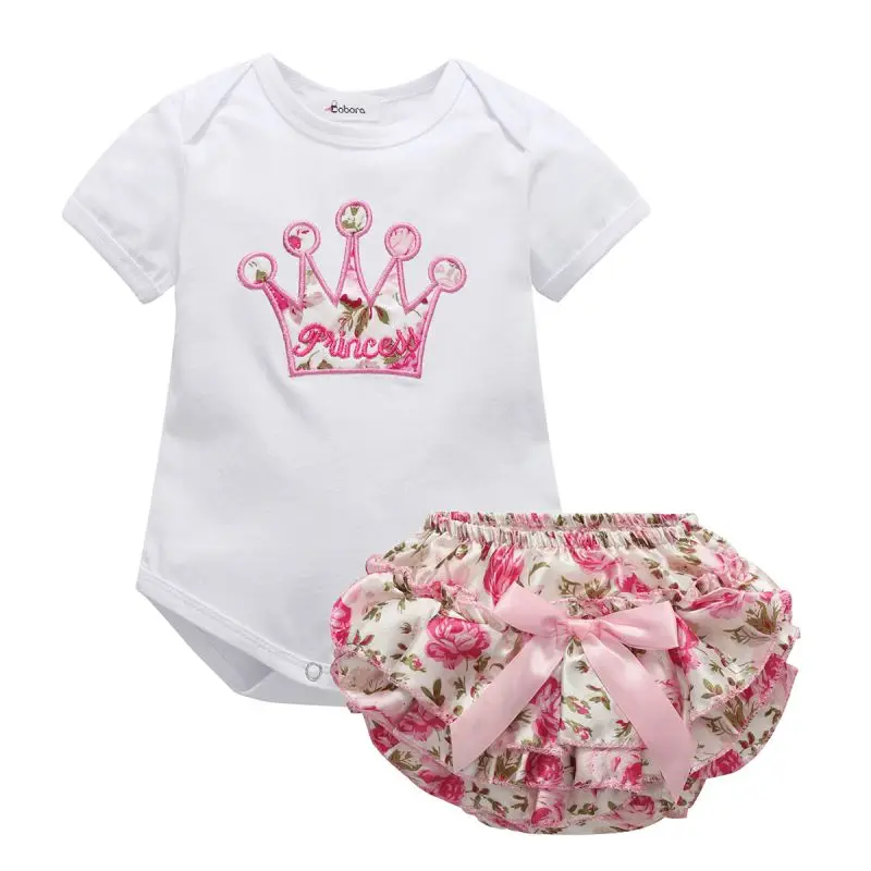 

2pcs Baby Girls Outfit Clothes Romper For 0-18M Kids Summer Infantborn Toddler Jumpsuit Bodysuit+Pants Set