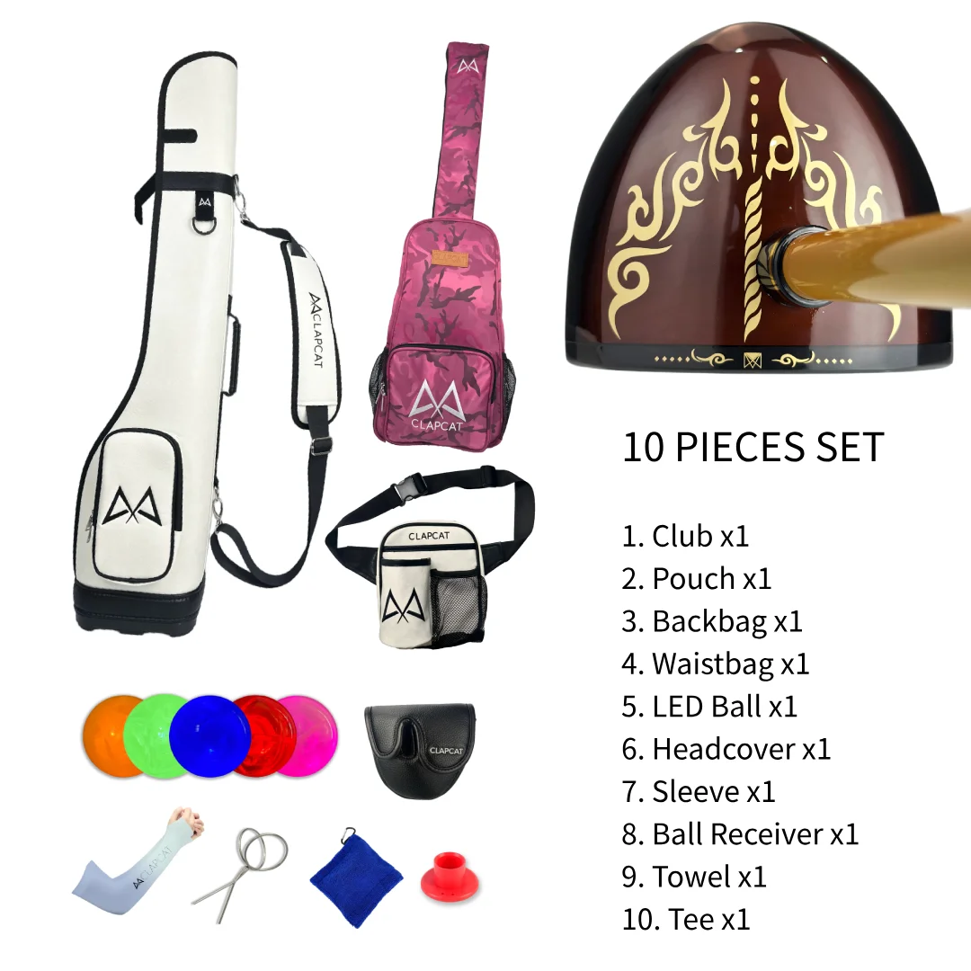 Clapcat 9 pieces Park Golf Club Set Maple Wood Park Golf Club