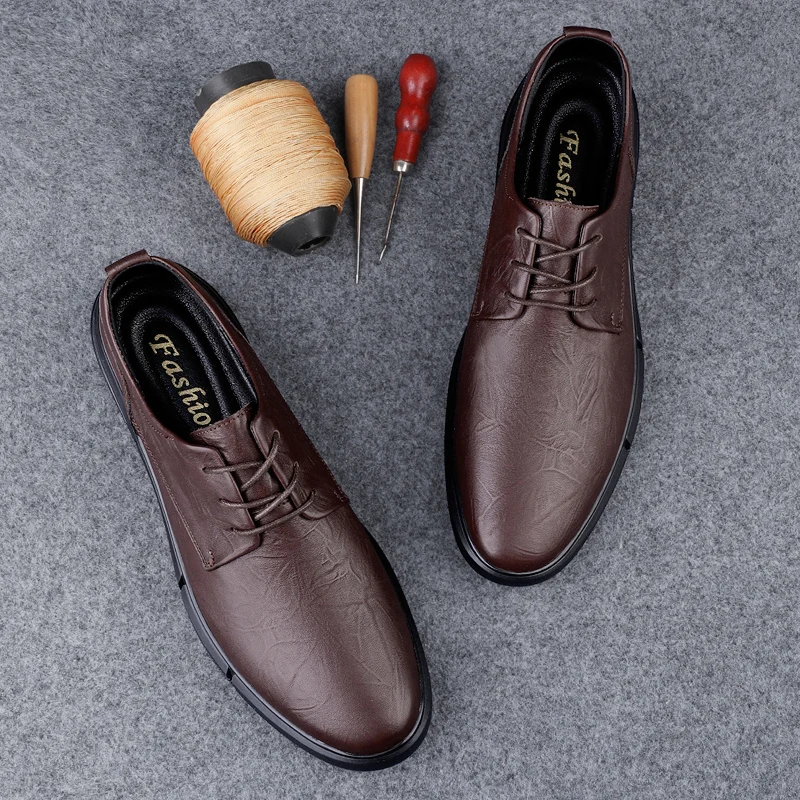 

Повседневная мужская кожаная обувь на плоской подошве, минималистичная джентльменская удобная повседневная обувь для офиса и бизнеса, высококачественная обувь 37-46