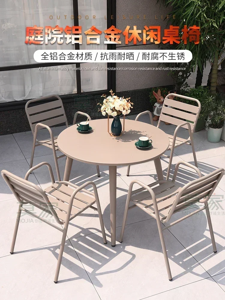 

Mojia Outdoor Courtyard Outdoor All-Aluminum Combined Outdoor Cast Aluminum Table and Chair