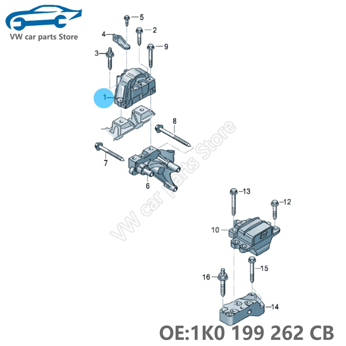 1K0199262CB Engine Motor Mounting Bracket Support Right For AUDI A3 VW Caddy Scirocco Jetta Superb Beetle Yeti 1K0 199 262 CB