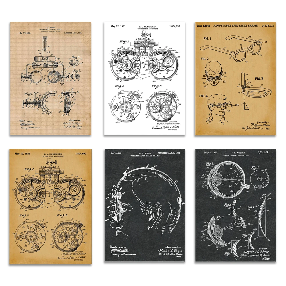Optometrist ophthalmologist patent poster, contact lens patent, optometrist glasses fan, optometrist glasses gift