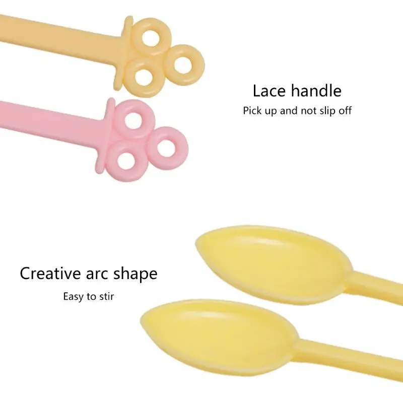 30Pcs Candy Color Plastic Spoon Long Handle Coffee Tea Ice Cream Milk Sauce T21C