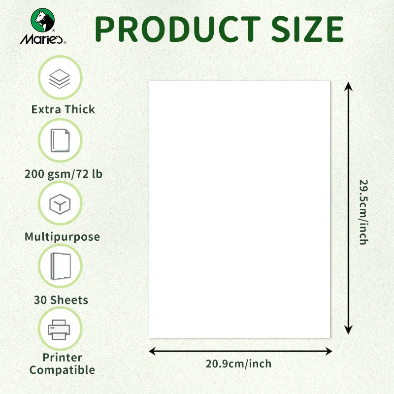 Maries 120 Sheets A4 White Cardstock Paper,200g 72lb Heavyweight Card Paper for Drawing,Folding,Paper Crafts,Sketching,Model Pro