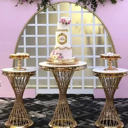 Upscale Wedding Decoration Small Waist Dessert Table Electroplated Gold Cake Rack Flower Stand Ornament for Party Site Layout