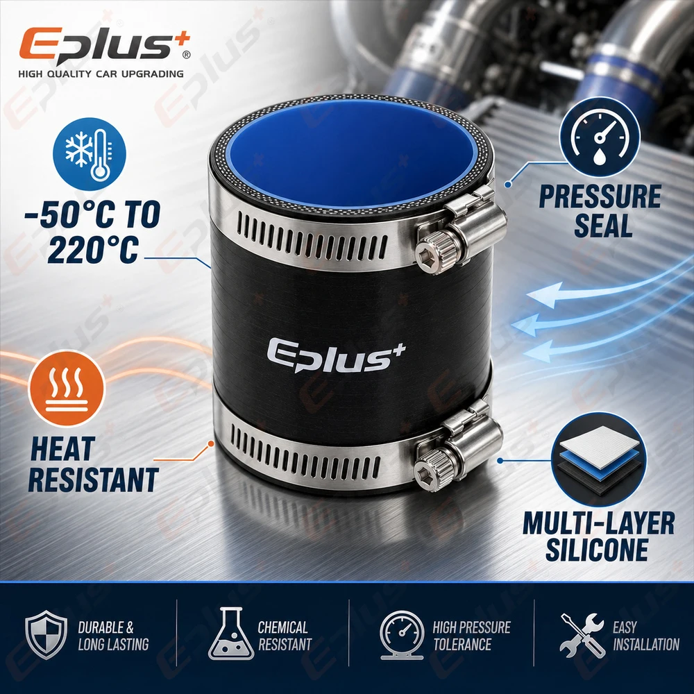 EPLUS Schwarzer Silikonschlauch Gerader Schlauchverbinder Universeller Auto-Lufteinlass Ladeluftkühler Turbo-Rohr-Adapter Silikagel-Verbinder – Detail 4