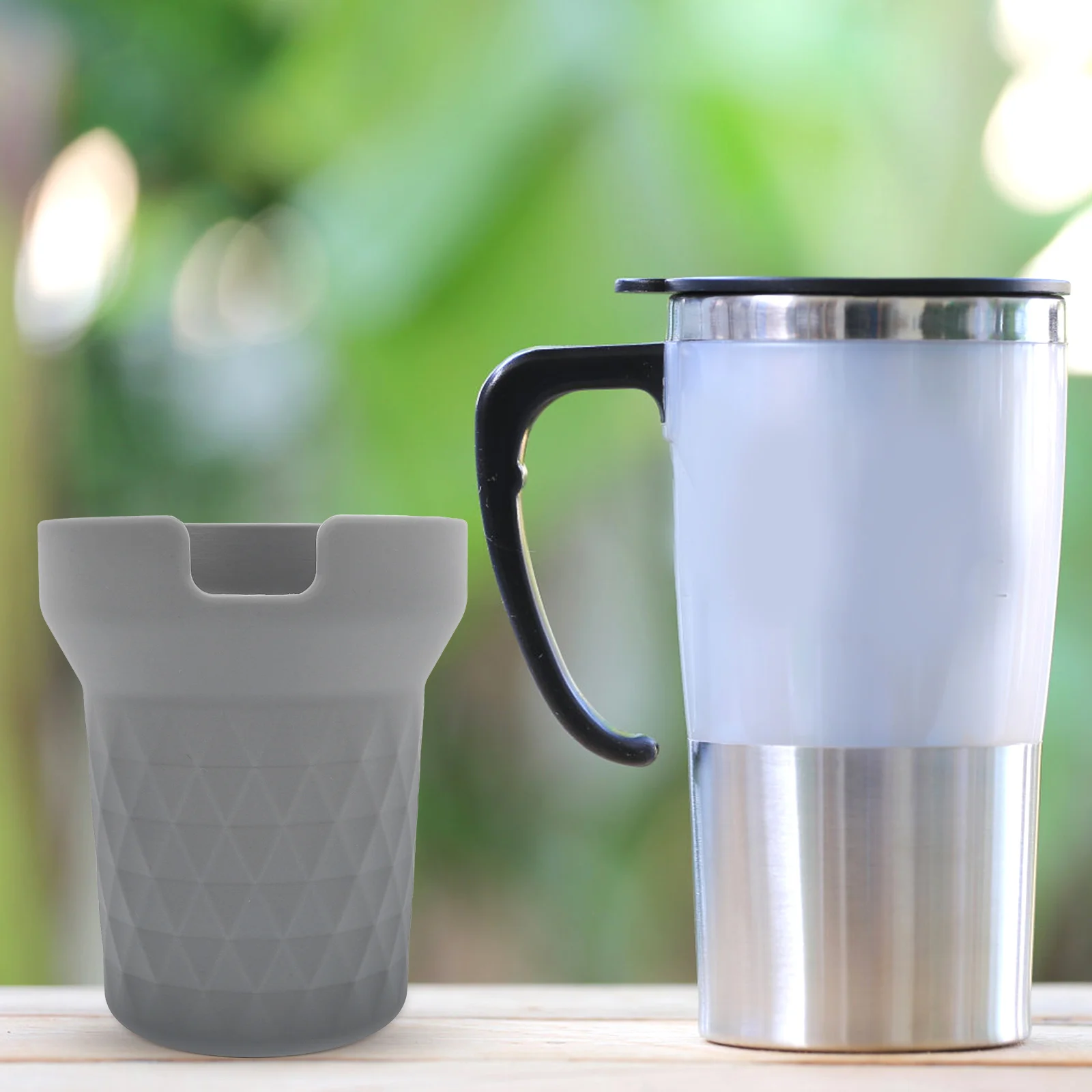 

2pcs Grey Silicone Bottle Boot Anti Shockproof Heat Insulated Water Bottle Cover Lightweight Portable Bottom Sleeve Cup