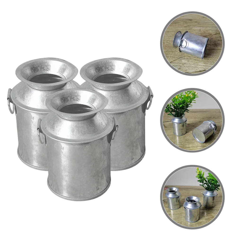 

3 Pcs Miniatures Succulent Flower Pot Vases Accessories Silver for Flowers Buckets