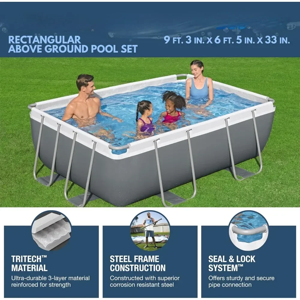 XMSJ Outdoor Hot Tubs,  Above Ground Pool Set - 937 Gallons, Rectangular Outdoor Family Pool, Corrosion & Outdoor Hot Tubs