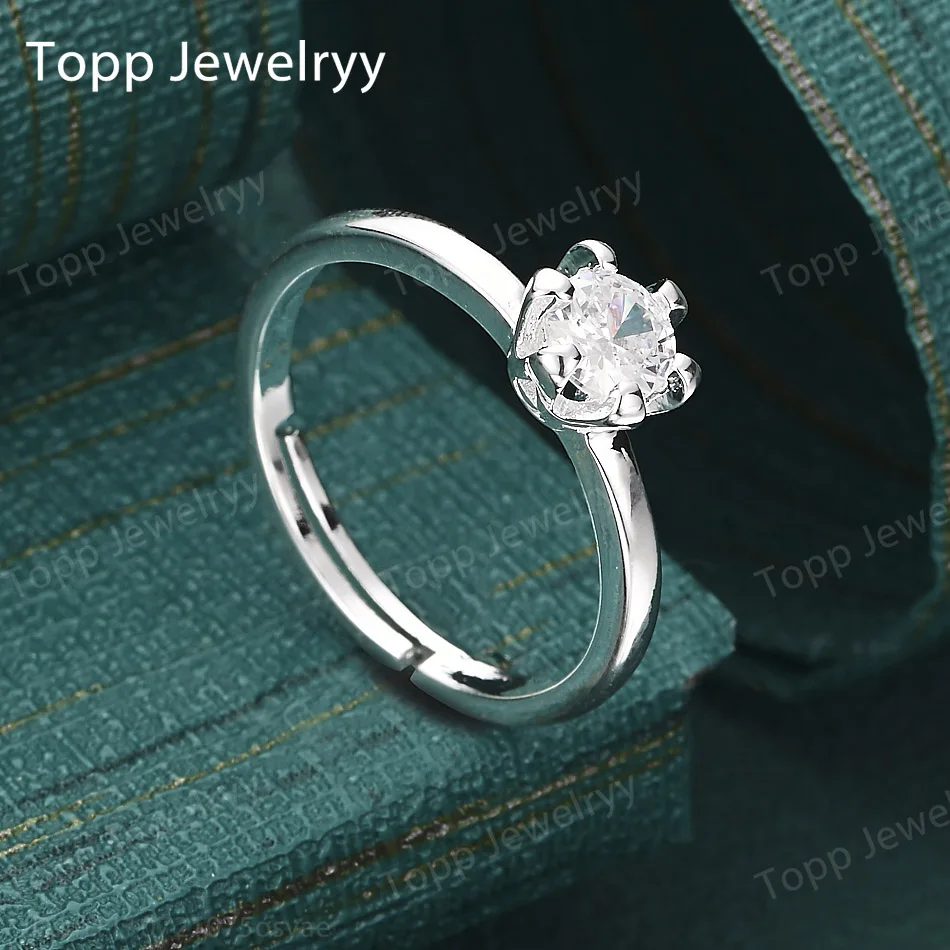 

925 Sterling Silver Luxury Open Zircon Ring - For Women, Fashionable Birthday Party Gift Jewelry
