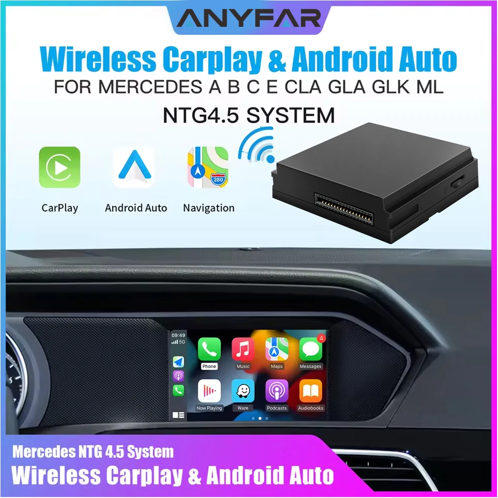 Wireless Carplay Decoder For Mercedes Benz A B C E CLA GLA GLK ML Sprinter NTG4.5 Becker Module Android Car Navigation