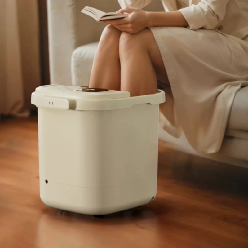 220V Electric Foot Bath Bucket Vibration Heat Foot Spa Bubbles Surfing Massage for Relieve Pressure Relaxation Footbath Machine