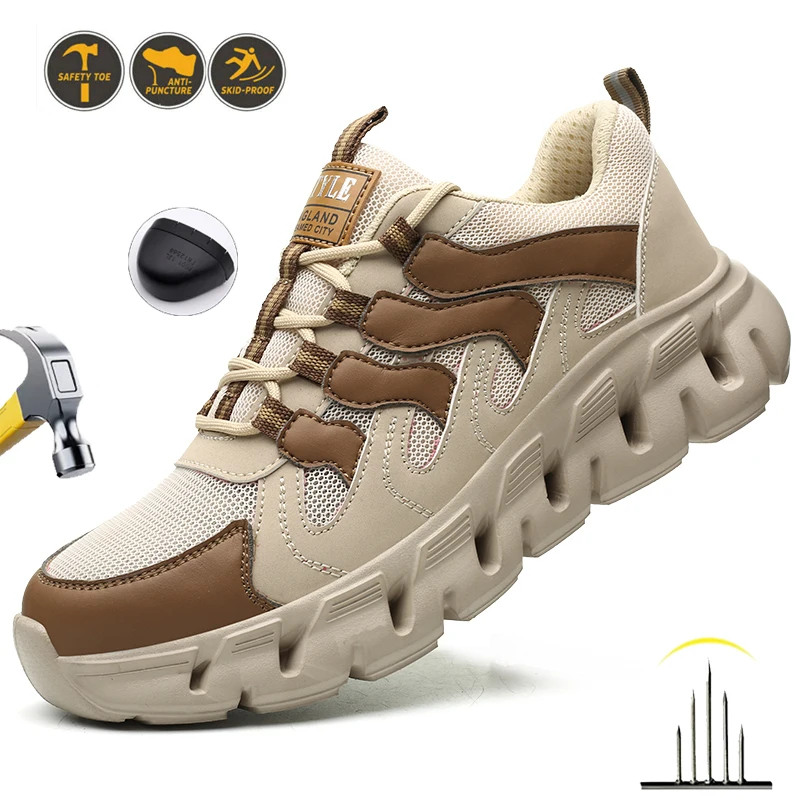 Safety Shoes For Women Men Anti-smash Anti Puncture Work Sneakers Non Slip Steel Toe Shoes Platform Sneakers Protective Shoes